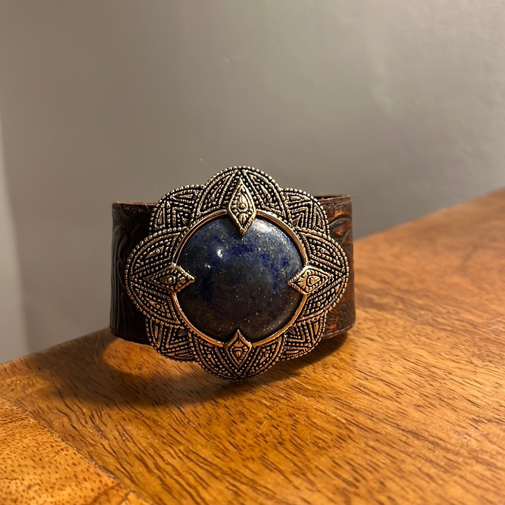 Barse Lapiz Tooled Leather Cuff Bracelet